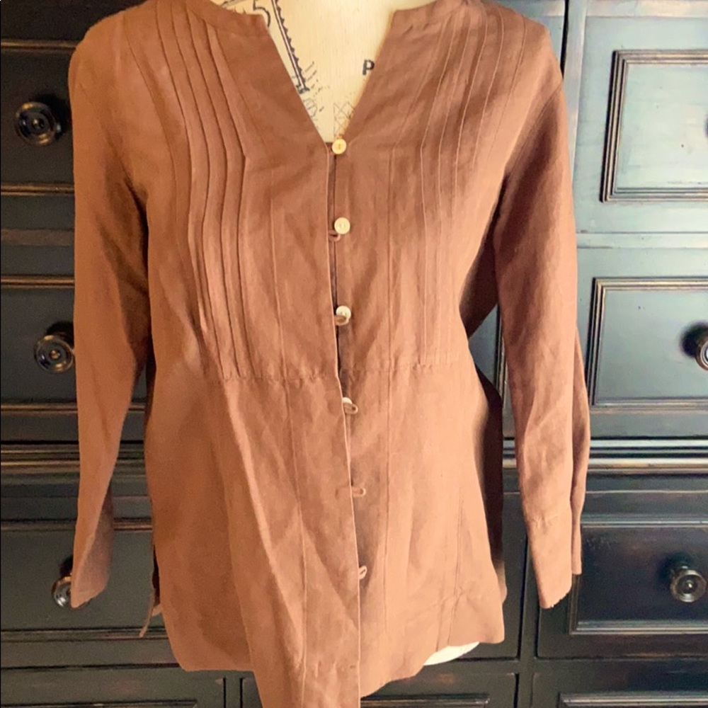 Brown button up blouse